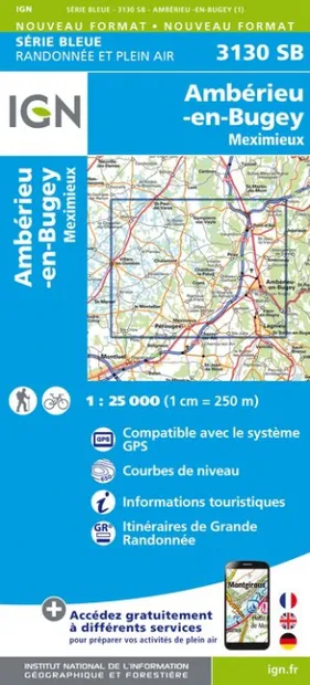 Wandelkaart - Topografische kaart 3130SB Ambérieu-en-Bugey | IGN - Ins