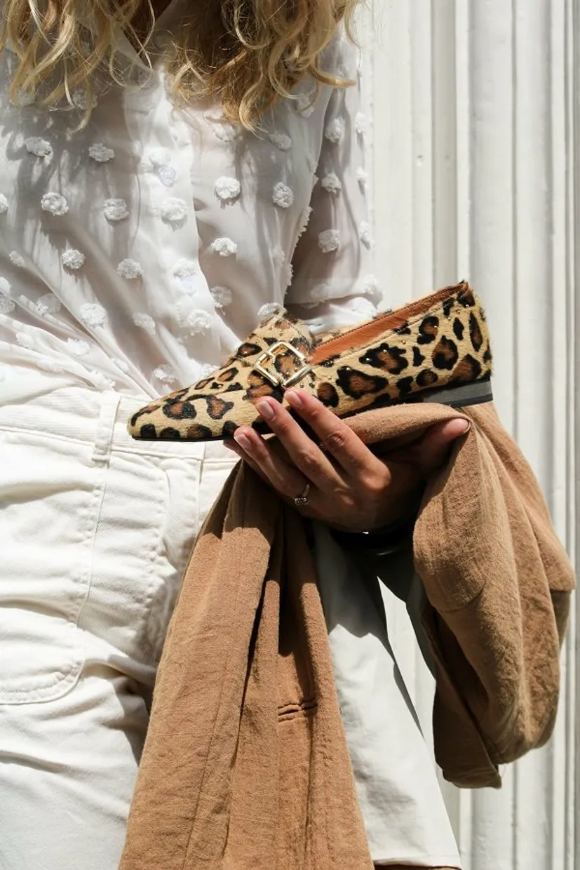 Leopard studded loafer