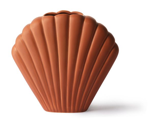 Ceramic shell vase brown M