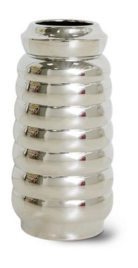 Ceramic ribble vase chrome