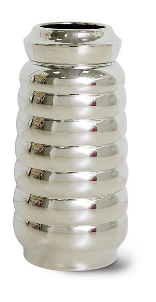 Ceramic ribble vase chrome