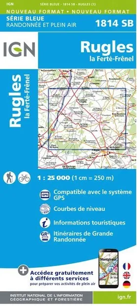 Wandelkaart - Topografische kaart 1814SB Rugles – La Ferté-Frênel | IG