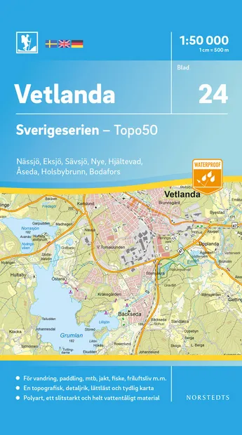 Wandelkaart - Topografische kaart 24 Sverigeserien Vetlanda | Norstedt