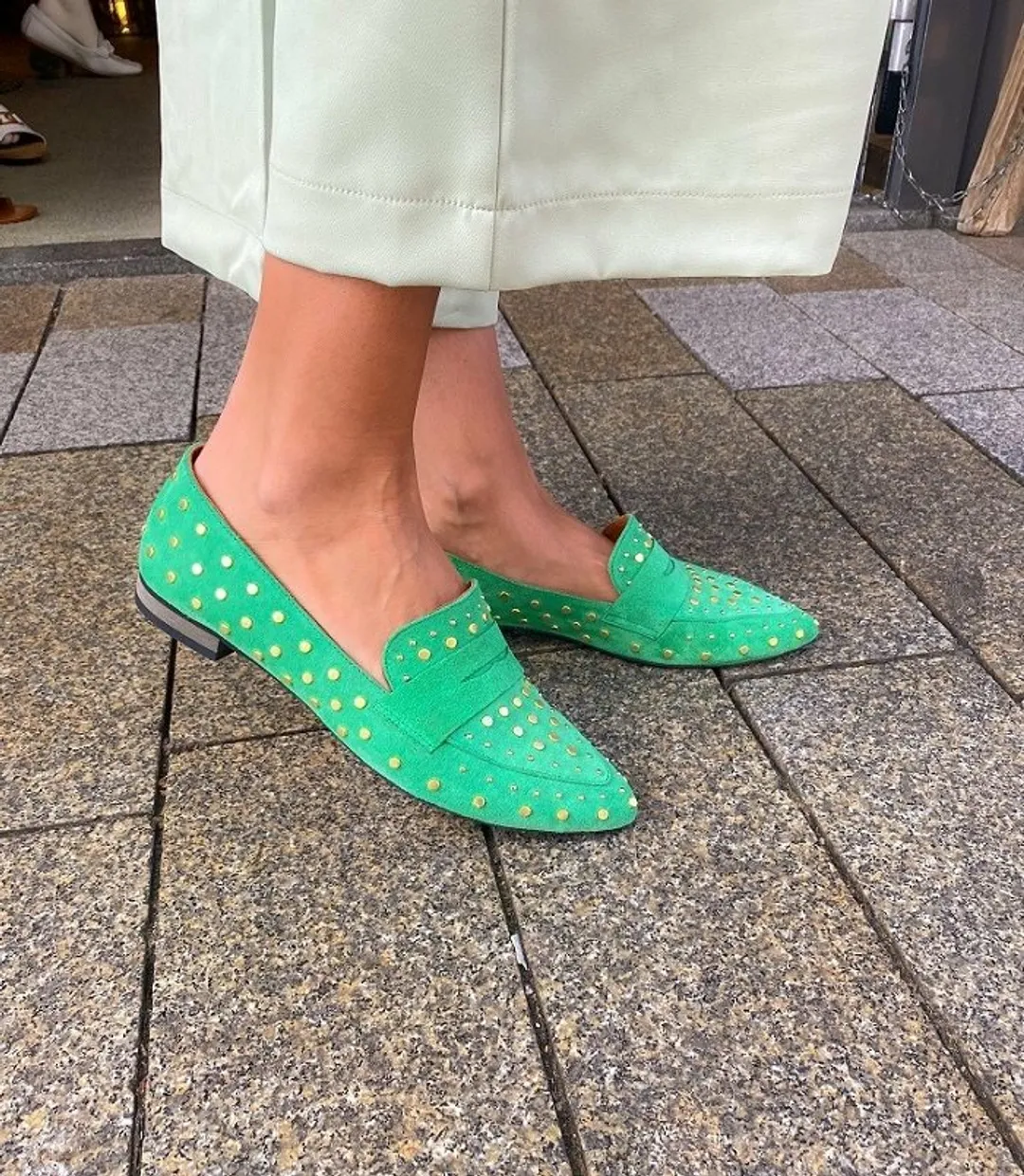 Edgy studs loafer green