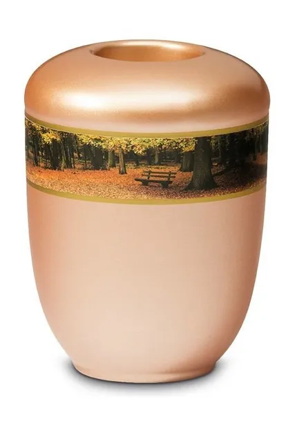 Mini urn in keramiek + waxine: Boslandschap