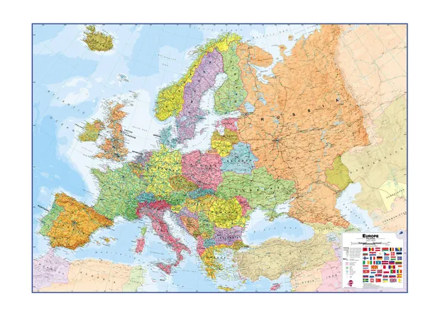 Wandkaart - Prikbord Europa - Europe HUGE 170 x 124 cm | Maps Internat