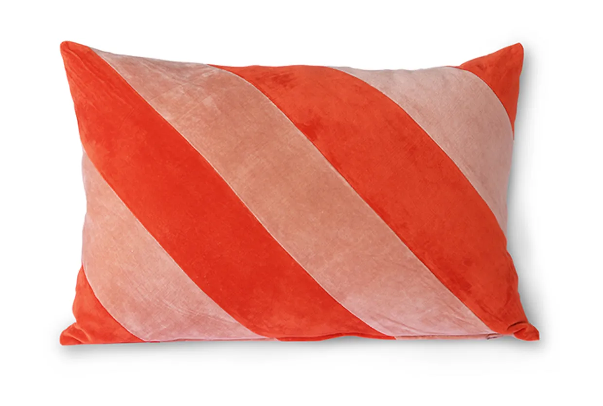 Striped velvet cushion red/pink (40x60)