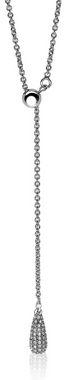 Zilveren Y-collier druppel wit 40-60cm ZIC1734