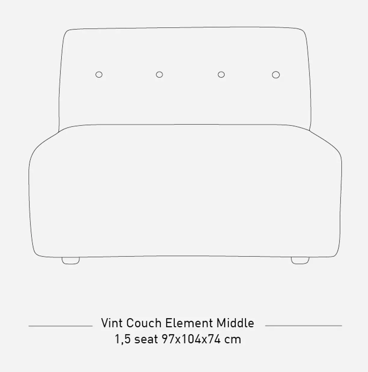 Vint couch: element middle 1,5-seat, sneak, beige
