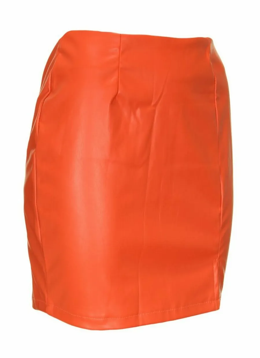 Leather skirt orange