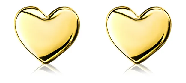 Zilveren oorknoppen geel verguld glad hart 6mm ZIO1378G