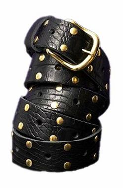 Leather croco stud belt black Zwart