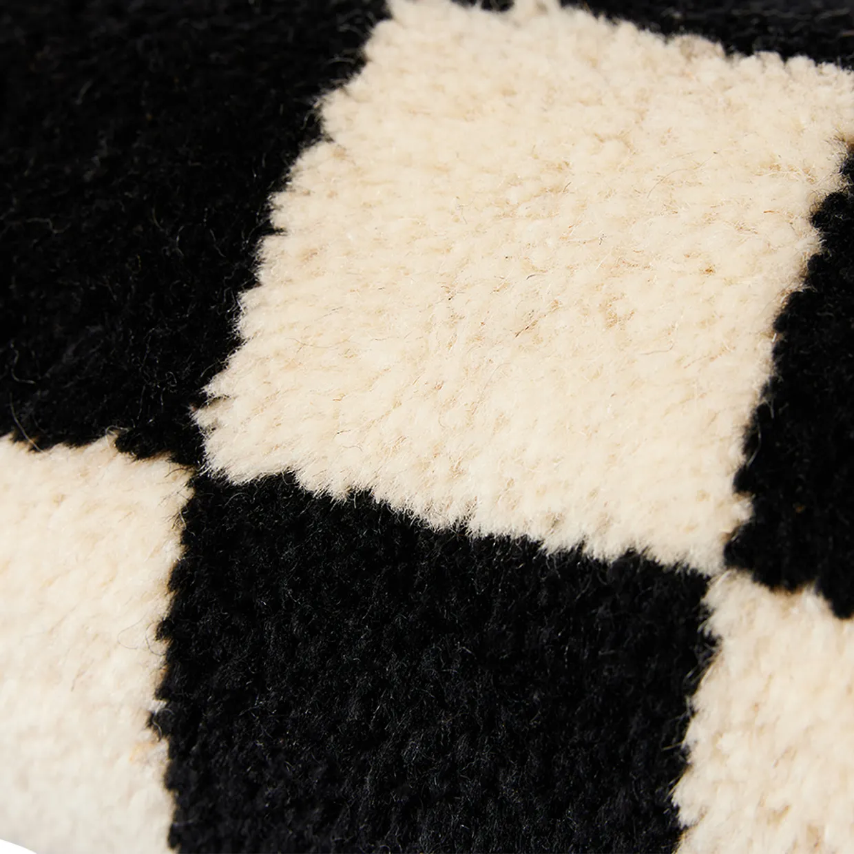 Woolen bolster cushion black and white statement (ø13x50cm)