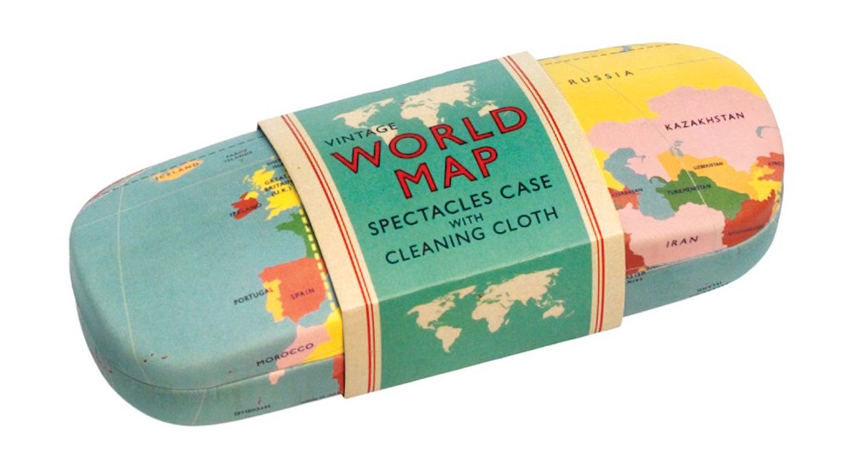 Brillenkoker met vintage wereldkaart | Rex London