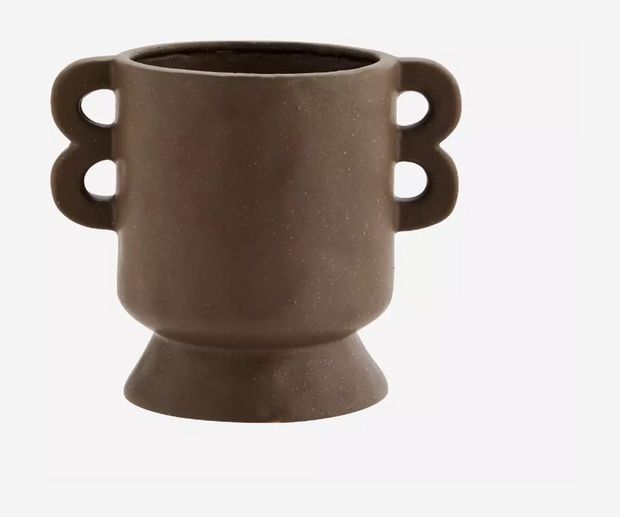 Raw clay pot ornament grey/brown