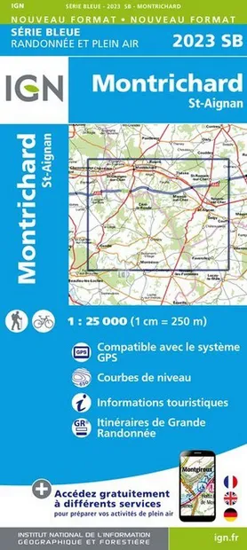Wandelkaart - Topografische kaart 2023SB Montrichard, St-Aignan | IGN