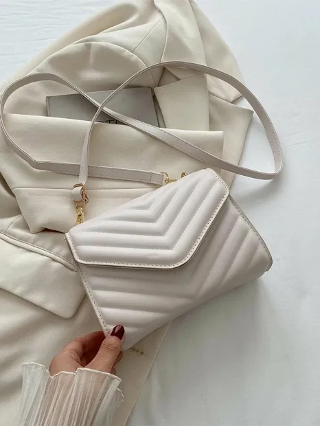 Beige tas met strepen Beige