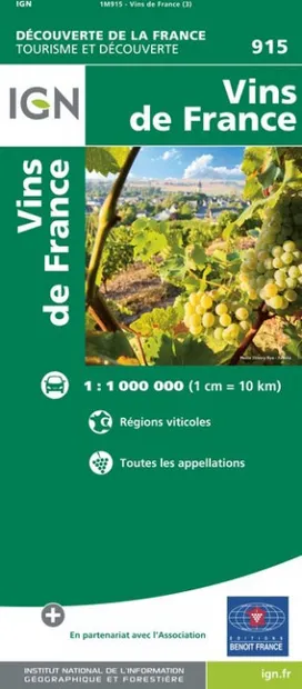 Wegenkaart - landkaart 915 Vins de France - Wijnen van Frankrijk | IGN