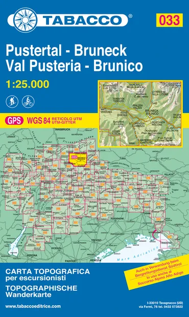 Wandelkaart 033 Pustertal - Bruneck - Val Pusteria - Brunico | Tabacco
