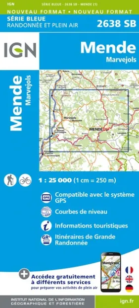 Wandelkaart - Topografische kaart 2638SB Mende | IGN - Institut Géogra