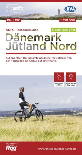 Fietskaart DK1 ADFC Radtourenkarte Dänemark Jütland Nord - Denemarken