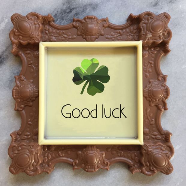 Chocolade fotolijstje “good luck”