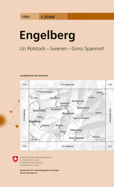 Wandelkaart - Topografische kaart 1191 Engelberg | Swisstopo