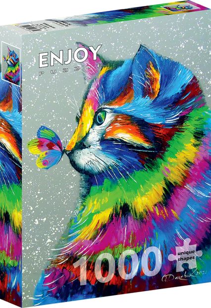 Puzzel - Bright Cat and Butterfly (1000)