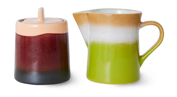 70s ceramics: milk jug & sugar pot, foreland