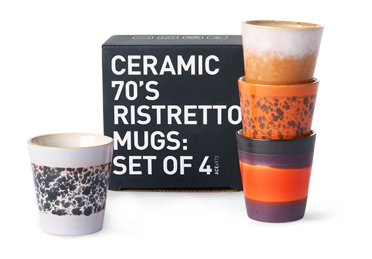 70s ceramics: ristretto mugs, aurora (set of 4)