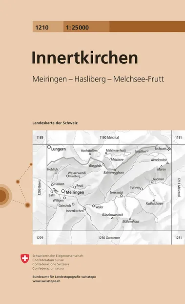 Wandelkaart - Topografische kaart 1210 Innertkirchen | Swisstopo
