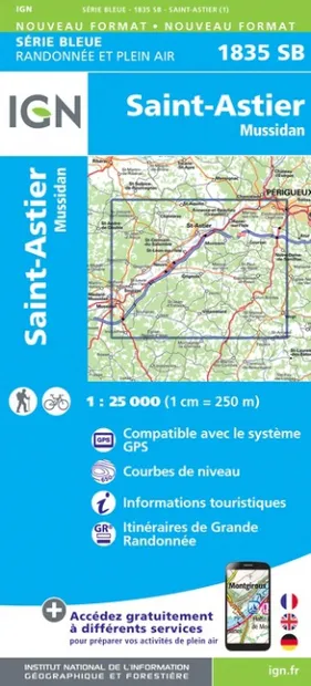Wandelkaart - Topografische kaart 1835SB Villamblard, Saint-Astier, Mu