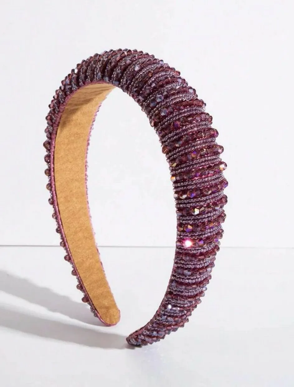 Haarband kristal kraal violet Bordeau