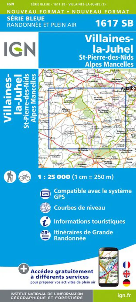 Wandelkaart - Topografische kaart 1617SB Villaines-la-Juhel, St-Pierre