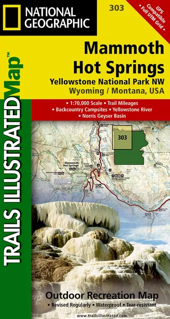 Wandelkaart - Topografische kaart 303 Mammoth Hot Springs Yellowstone