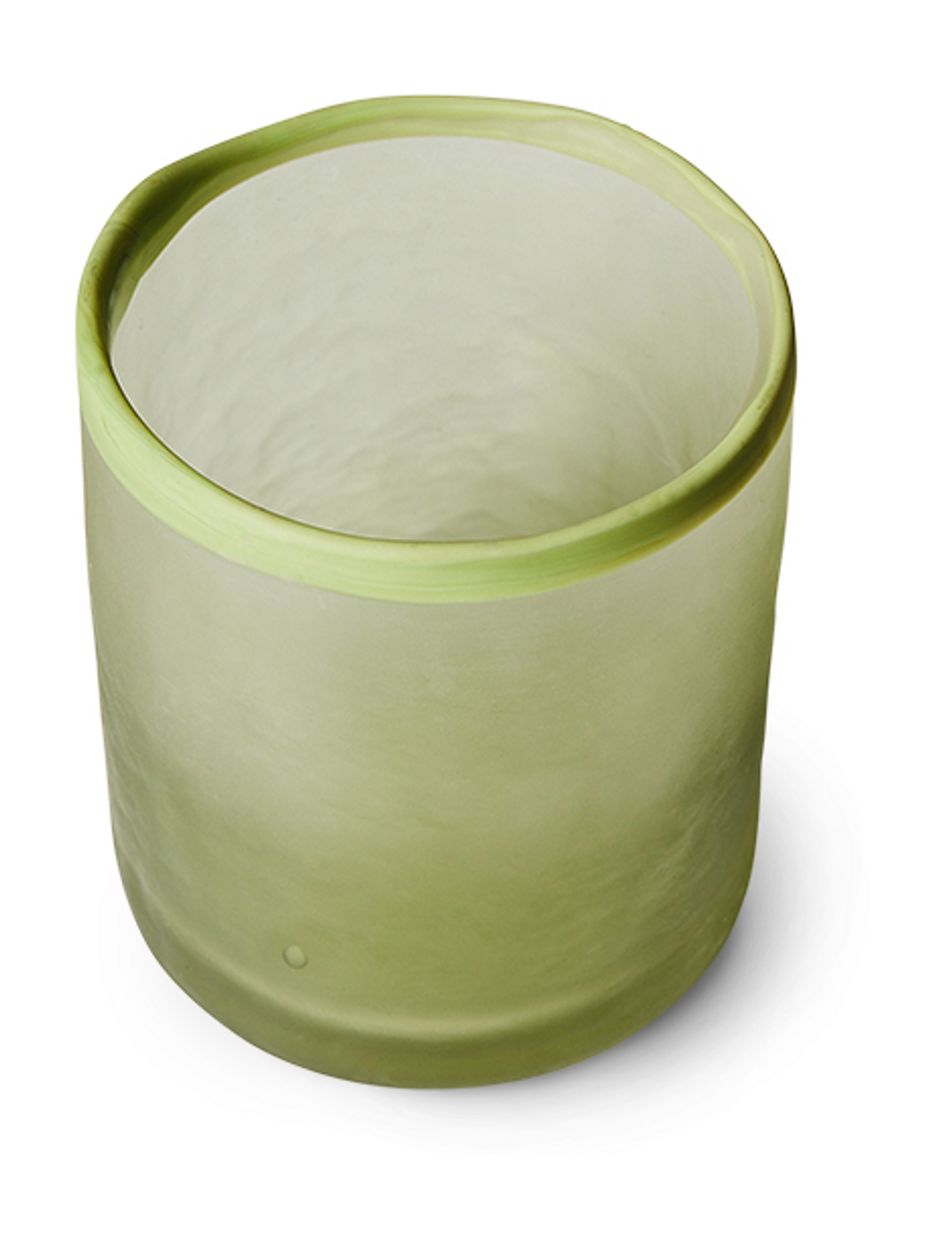 Glass tea light holder, olive