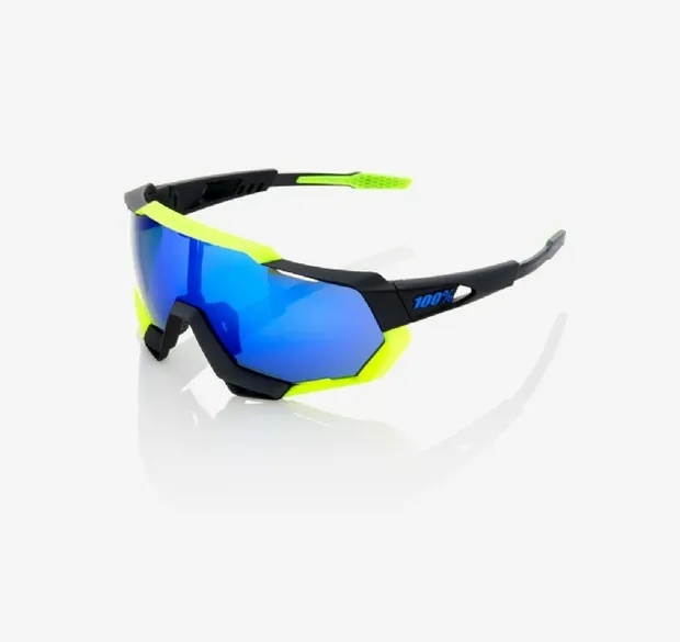 Speedtrap Polished Black Neon Yellow/ Electric Blue Mirror Lens + Clear Lens