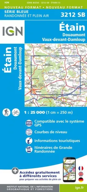 Wandelkaart - Topografische kaart 3212SB Étain | IGN - Institut Géogra