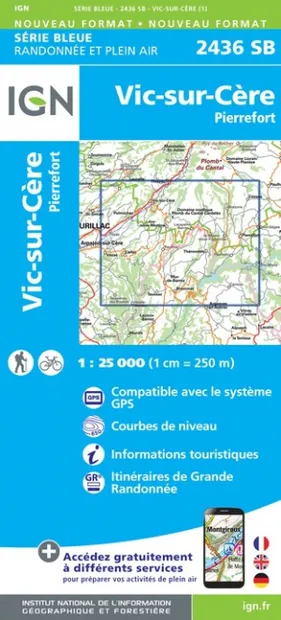 Wandelkaart - Topografische kaart 2436SB Pierrefort, Barrage de Sarran
