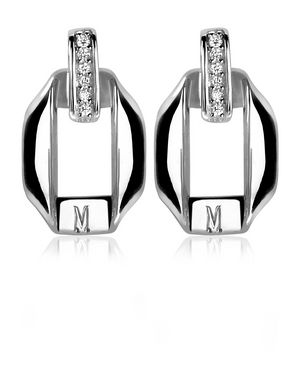 Zilveren oorstekers vierkant wit MVO2