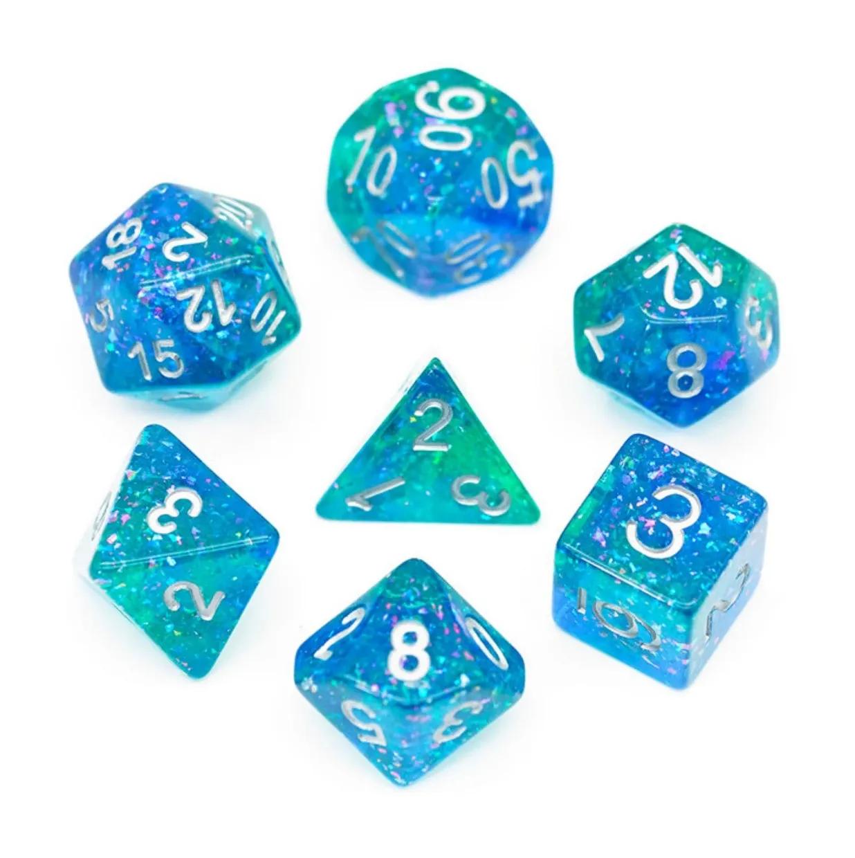 Ocean Glitter RPG Dobbelsteen Set