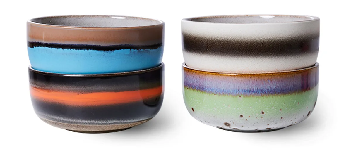 70s ceramics: dessert bowls, Freak out (set of 4)