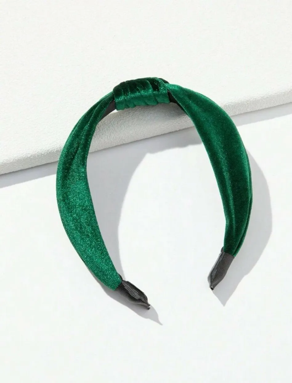 Haarband velvet knoop groen Groen