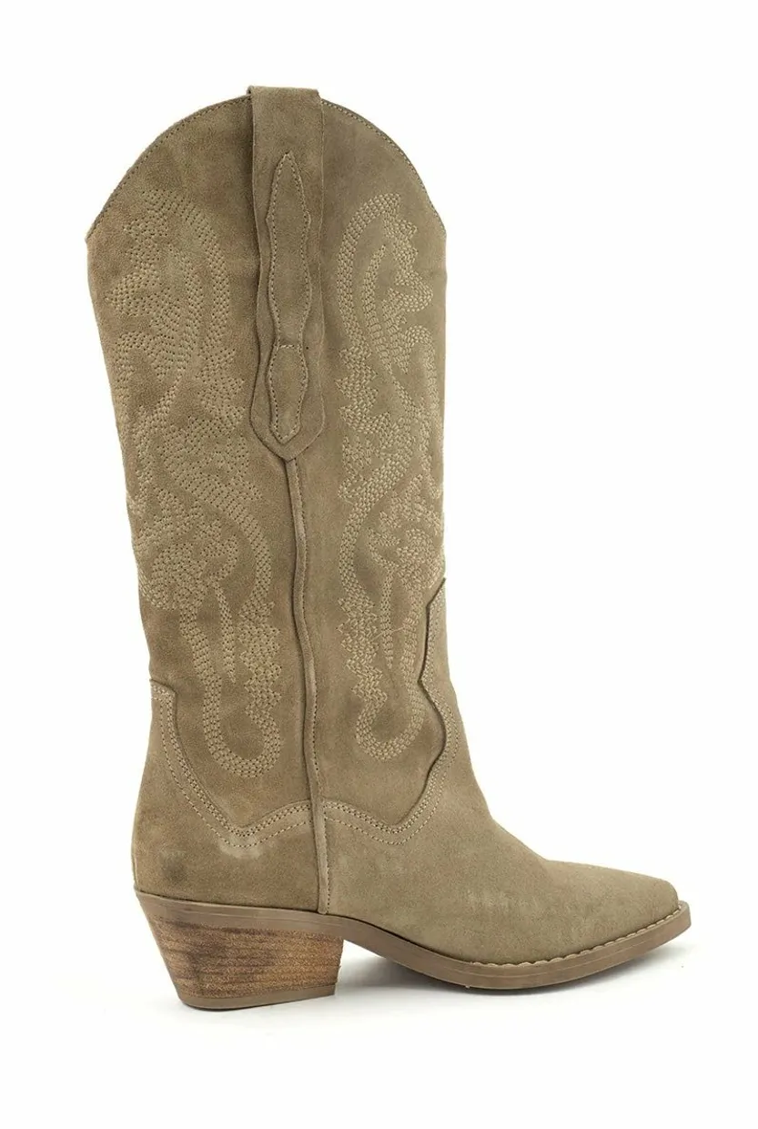 Babouche western laars taupe
