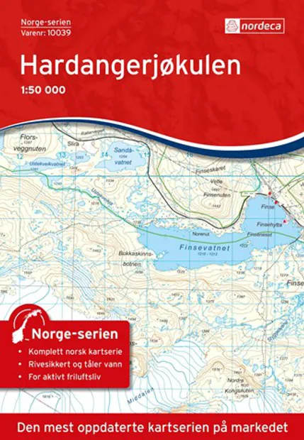Wandelkaart - Topografische kaart 10039 Norge Serien Hardangerjøkulen